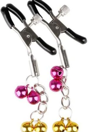 Pressure Adjustable Nipple Clamps Clips With Chain, Nipple Sex Toy For Women, Silver