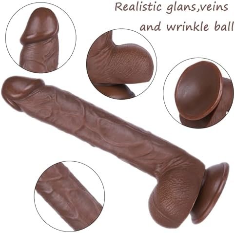 Realistic Long Dildos Feels Like Skin - 11.2 Inch Soft Huge Dildo With Suction Cup For Hands-Free Play - Lifelike Big Penis Adult Sex Toy With Ball For Male Or Female (Brown) - Image 3