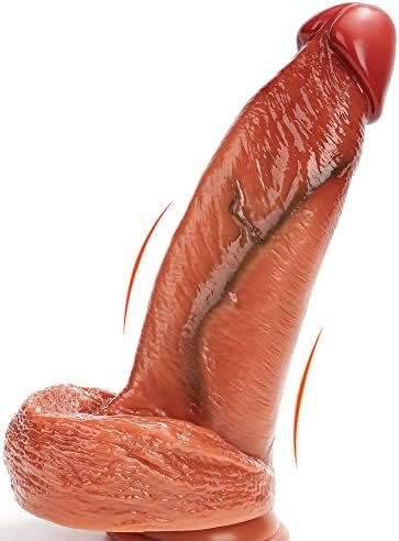 Big Huge Dildo Sex Toys, 2.16 Inches Diameter Thick Realistic Dildos Fake Penis With Strong Suction Cup For Strap On Or Hands-Free Play, Silicone G-Spot Masturbator For Women And Couple - Brown