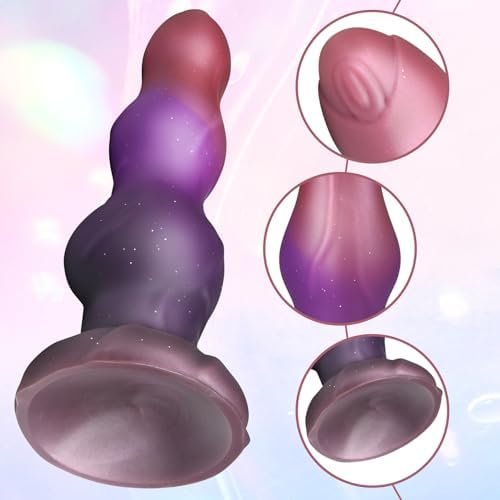 Romi Realistic Dildo With Big Knot Strong Suction Cup Animal Penis G-Spot Stimulation Prostate Massager Liquid Silicone Anal Beads For Men Women Advanced Players (Gradient Purple) - Image 3