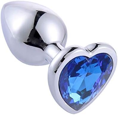 Rustless Metal Anal Butt Plugs Blue Jewelry Heart Shaped Anal Trainer Toys Unisex Valentine 'S/Birthday Gift For Lover Romi (Big Plug)