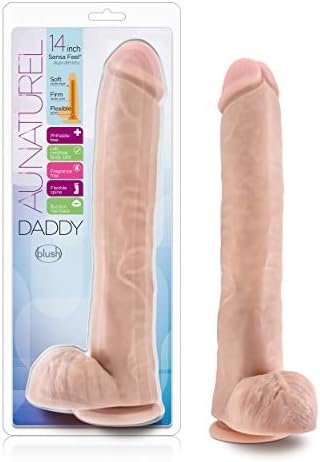 Blush Au Naturel 14 Inch Real Feel Dual Density Dildo, Realistic, Suction Cup Strap On Harness Base, Fat Thick Large Vanilla