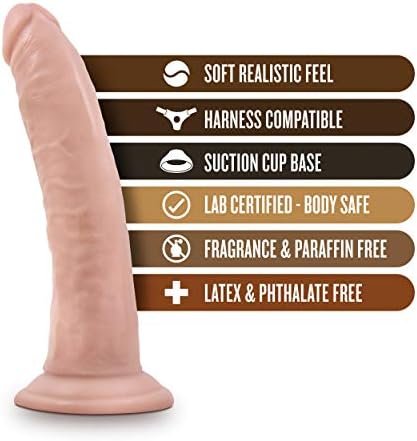 Blush Dr. Skin 7 Inch Realistic Dildo - Soft Lifelike Real Feel - Slim 1.5In. Width - Strap On Harness Compatible Suction Cup For Hands Free Play - Body Safe Female Male Sex Toy For Men Women -Vanilla - Image 2
