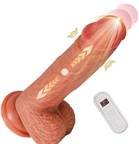 High-Frequency Thrusting Dildo Vibrator - 8.8" Realistic Thrusting Dildo Thick Penis Dildo With Strong Suction Cup For G Spot Anal Prostate Massager, Remote Control Dildo With 9 Thrusting 9 Vibrating