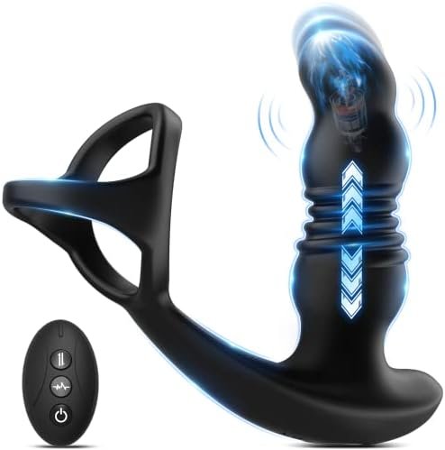 Thrusting Anal Vibrator Male Sex Toys, Prostate Massager With Cock Ring 7 Vibrating & 3 Thrusting Modes Sex Toys For Men, G-Spot Vibrator Remote Butt Plug Anal Adult Toys For Women And Couple Pleasure