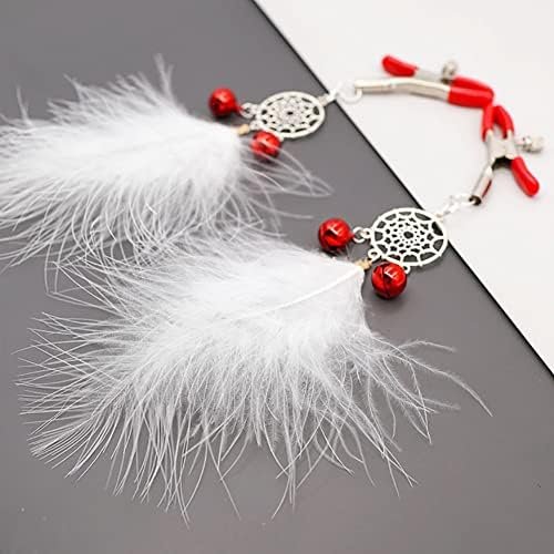 Adjustable Feather Nipple Clamp Non Piercing Bodyjewelry Nipple Ring Clamps Bells Breast Clamp Sex For Women With Storage Bag - Image 3