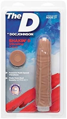 Doc Johnson The D Shakin' Vibrating Dildo, Caramel, 7 Inch - Image 2