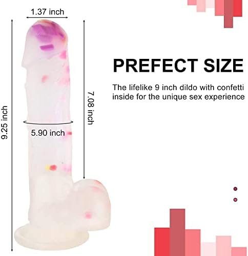 Dildo 9" Realistic Huge Dildo With Suction Cups Adult Sex Toy Penis With Curved Dick And Balls For G-Spot Vagina And Anal Sex Toys For Adults Women Men And Gay Couples (Clear) - Image 2