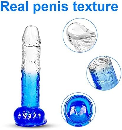 Suction Cup Dildo For Hands-Free Pleasure, 7.4 Inches Of Small Realistic Dildo For G-Spot And Prostate Play, Cute Fake Penis Clear And Blue Combination - Image 2