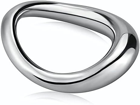 Male Penis Cock Ring Smooth Arc Ring Delay Ring Stainless Steel Scrotum Ball Stretcher Weights Pleasure Enhancing Sex Toys Romi (2.2 Inch)
