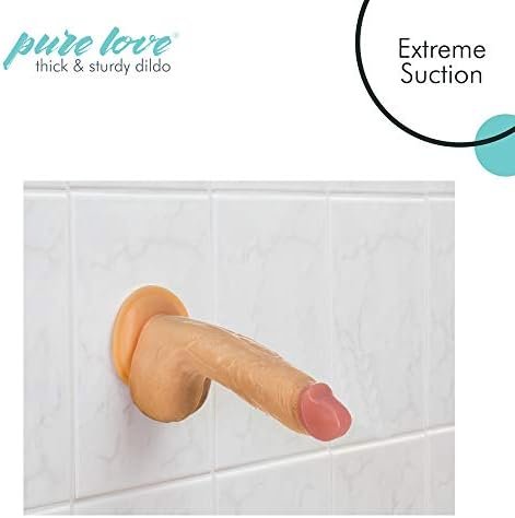 Pure Love Firm Silicone Dildo With Suction Cup, Adult Sex Toy, Beige, 7" - Image 3