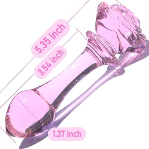 Glass Anal Plug Butt Plug Prostate Massager With Long Neck Rose Round Base And Gradual Head Fetish Bum Plug Anal Dilator Masturbation Sex Toy For Women Men, 5.35 X 1.37 Inch Golden Tjijp - Image 2