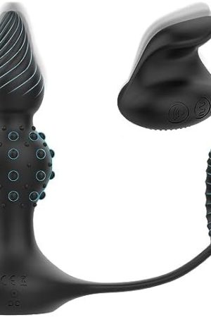 Prostate Massager Anal Vibrator With Dual Cock Ring Remote Control Anal Beads And Wave Motion Anal Plug With 10 Vibrating Modes Anal Dildo Butt Plug Sex Toys For Men And Couple Pleasure