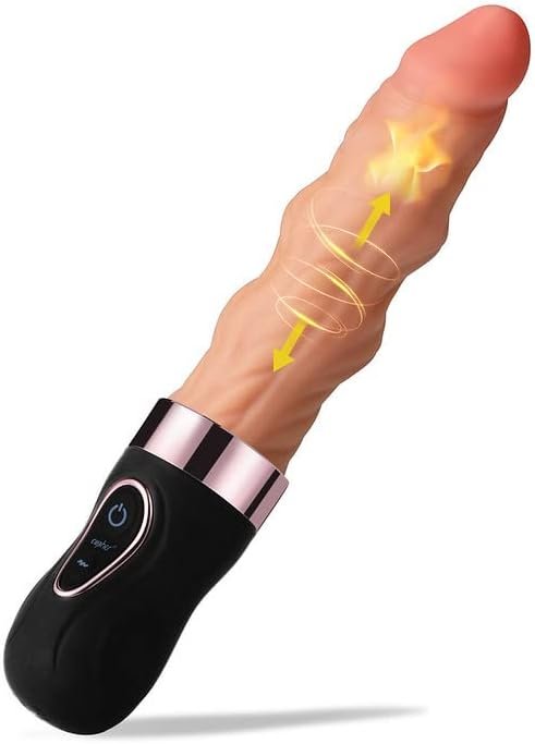 Eupher Wriggle Thrusting Dildo Vibrator, Realistic Vibrating Dildo For Women With 7 Wriggle Motion & 9 Vibration Rechargeable Heated Dildos Machine For Vagina Anal Stimulation