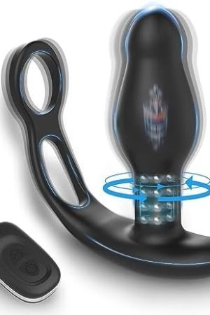 Levett Adult Sex Toys Anal Vibrator,Prostate Massager With Remote Control,Double Cock Ring Wearable Anal Plug,Butt Plug Vibrator With Rolling Beads,Male Sex Toys, Couples Sex Toys & Games