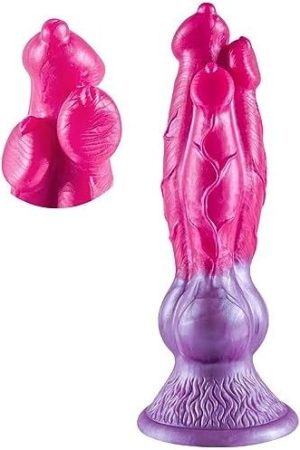 11 Inch Silicone Dildo Suction Cup Toy, Perfect 3*Wolf Monster Dildo,Realistic Dragon Dildo Prostate Massager,Sex Games For Men And Women,Fantasy Sex Toy,Alien Design Dildo Anal Trainer (Pink Purple)