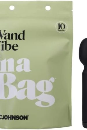 Doc Johnson โ Wand Vibe In A Bag Collection, Adult Vibrating Massager, 10 Powerful Vibrations, Quiet Motor, Silicone, Usb Rechargeable, Length 6.5 Inch And Width 1.5 Inch (Black)