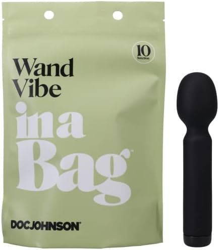 Doc Johnson – Wand Vibe In A Bag Collection, Adult Vibrating Massager, 10 Powerful Vibrations, Quiet Motor, Silicone, Usb Rechargeable, Length 6.5 Inch And Width 1.5 Inch (Black)
