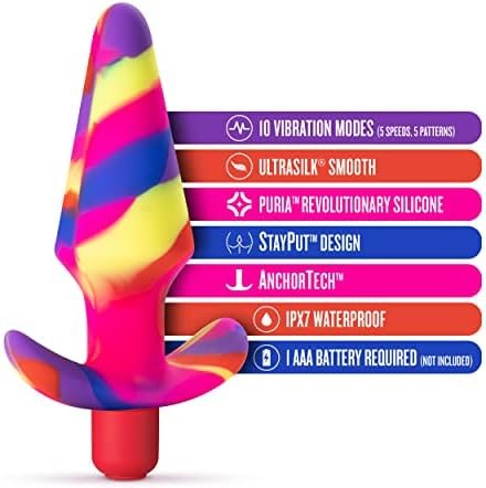 Blush Avant Free Spirit - 10 Vibration Modes - 5" Pure Platinum Cured Puria Silicone Satin Smooth Anal Butt Plug With Anchor Base - Waterproof, Scarlet - Image 2