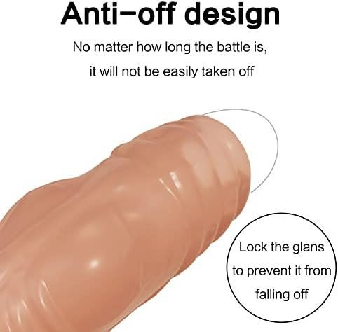 Erun Sleeve Extended Soft Silicone Penis Sleeve Shaft Sleeve Delay Ejaculation Shaft Ring Erection Erotic For Men (Skin) (A) - Image 3