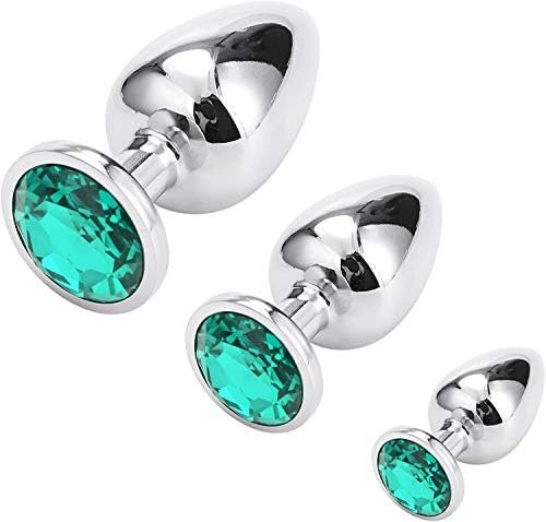 Anal Butt Plug, Greenpinecone Small + Medium + Big Set Fetish Safety Metal Anal Butt Plug Anal Plug Hook With Crystal Diamond Beginner 27Mm-33Mm-41Mm Anal Stimulation Toy For Unisex Masturbation
