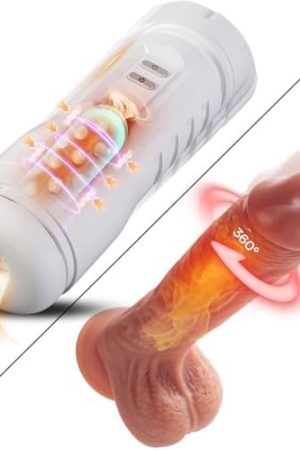 Deep Sucking Automatic Male Masturbator And Realistic Thrusting Dildo Vibrator With 360ยฐ Rotation And Heating