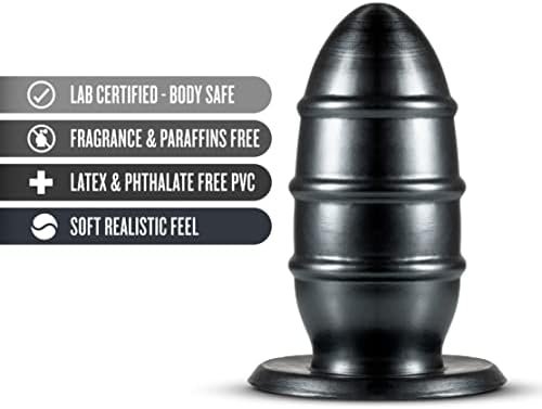 Blush Jet Fuc Plug - 8 Inch Long Extra Girthy 3.5" Wide Anal Butt Plug - Sturdy Suction Cup For Hands Free Play - Soft Plump Body Safe Sex Toy For Men Women - Huge 2 Pounds - Carbon Metallic Black - Image 2