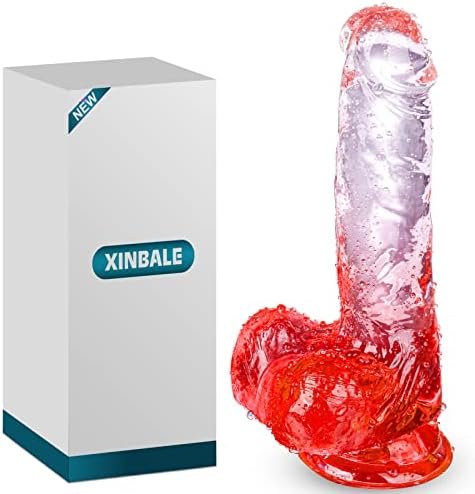 Realistic Dildos, Xinbale 7 Inch Dildo With Suction Cup For Hands-Free Play, Flexible Clear Dildo With Curved Shaft Balls For Vaginal G-Spot And Anal Play