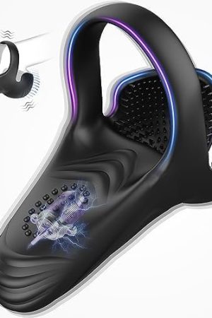 Vibrating Cock Ring, Amortoy Silicone Stretchy Stronger Erection Penis Ring Sex Toy, 10 Vibration Modes Perineum & Testicles Stimulation Cock Rings Mens Vibrator, Adult Toys For Men Couples