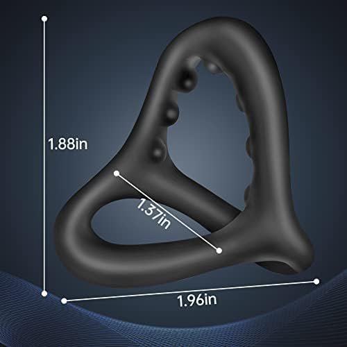 Silicone Penis Ring 3 In 1 Triangular Cock Ring With Massage Beads Ultra Soft Stretchy Cockrings Sex Toy For Erection Enhancing, Long Lasting Stronger Men Couple Sexual Pleasure Enhancing (L) - Image 3