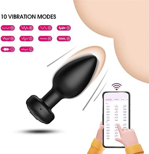 Remote Control App Anal Plug Vibrating Silicone Anal Plug With Jewel Base Vibration Anal Butt Plug Sex Toy(Black) - Image 2
