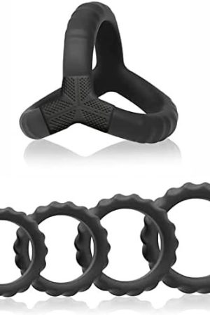 Silicone Penis Rings Set, 5 Different Sizes Cock Rings For Erection Enhancing, Long Lasting Stronger Men Sex Toy, Safe Adult Sex Toys & Games