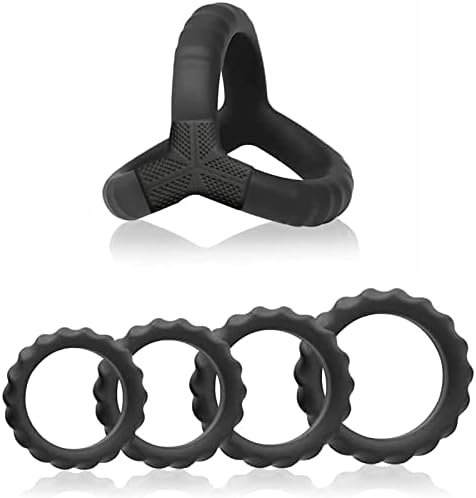 Silicone Penis Rings Set, 5 Different Sizes Cock Rings For Erection Enhancing, Long Lasting Stronger Men Sex Toy, Safe Adult Sex Toys & Games