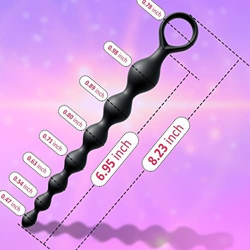Anal Beads, Silicone Flexible Anal Chain Butt Plug With 7 Gradual Balls And Pull Loop Prostate Massager G-Spot Stimulator Tjijp Anal Training Sex Toy For Beginner 8.23 Inch, Black - Image 2