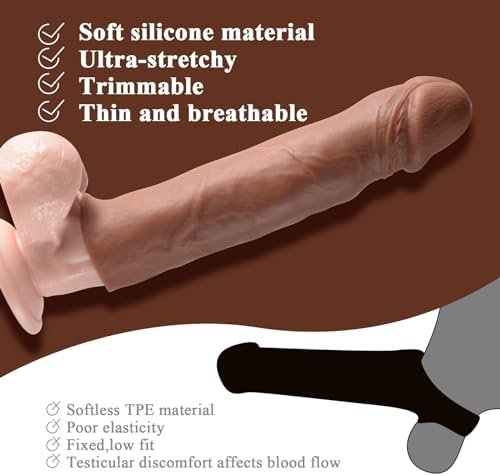 Dlsfyer Super Stretchy Silicone Penis Sleeve Extender, Ultra Real Textured Penis Cock Enlarger,Reusable Extension Sex Toy For Men & Couples,Brown - Image 3