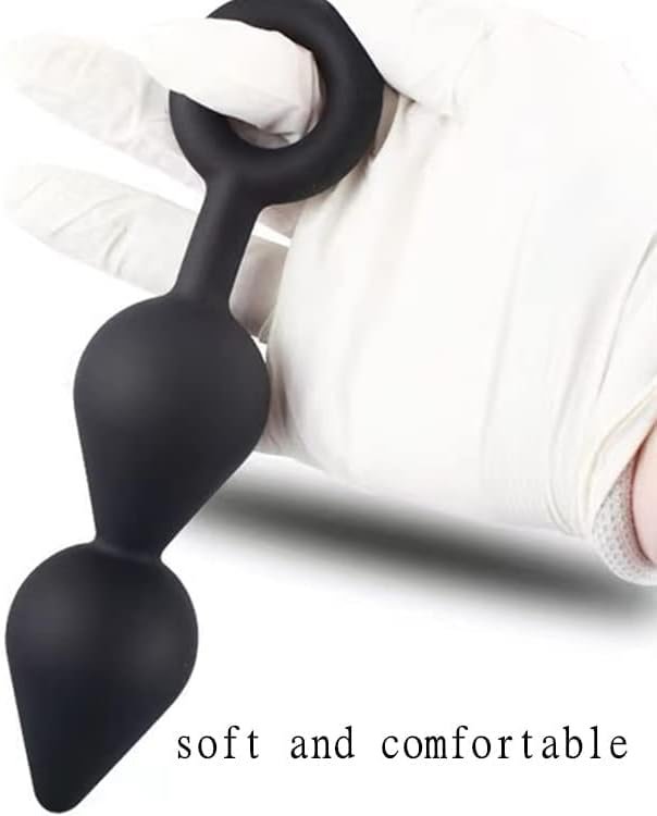 Silicone Anal Plug - Double Bead For Beginners Silicone Anal Toys (Black) Apply To Anal Sex Toy For Men Women An D Couples - Image 3