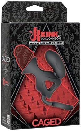 Kink By Doc Johnson - Caged - Silicone Cock Cage With Vibrating Clit Stimulating Bullet - Black - Image 2