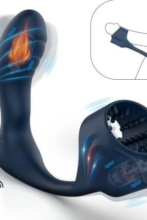 Anal Toy Prostate Massager Vibrator With Penis Ring, 7 Vibration Modes And Heating, Silicone Butt Plug Remote Control,Waterproof Anal Plug Sex Toys For Men & Women