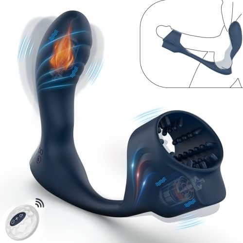 Anal Toy Prostate Massager Vibrator With Penis Ring, 7 Vibration Modes And Heating, Silicone Butt Plug Remote Control,Waterproof Anal Plug Sex Toys For Men & Women