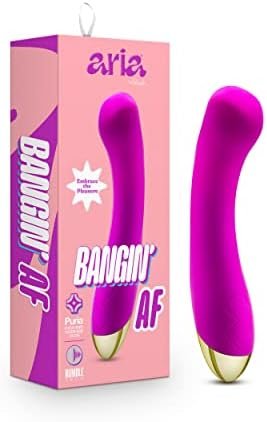 Blush Aria Bangin Af Silicone Vibrator - Rumbletech Rumbly 10 Vibration Settings - Magna Charge Magnetic Rechargeable - Ipx7 Waterproof And Easy To Clean - Sex Toy For Him Her Couples