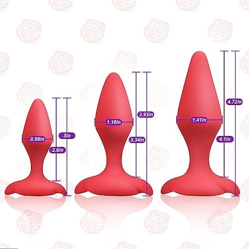 Anal Plugs Training Set With Rose Base Silicone Butt Plug 3 Sizes Out Wearing Anal Prostate Sex Toys For Beginners And Advanced Players - Image 3