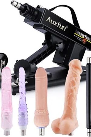 Auxfun Sex Love Machine Adult Toy, Thrusting Fucking Device With Realistic Dildo For Man And Women, 3Xlr Connector Automatic Machines With 7 Attachments For Beginners And Couples