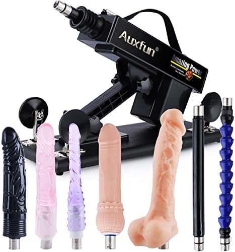 Auxfun Sex Love Machine Adult Toy, Thrusting Fucking Device With Realistic Dildo For Man And Women, 3Xlr Connector Automatic Machines With 7 Attachments For Beginners And Couples