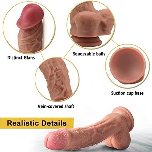 Realistic Dildo For Beginners Like Skin Huge Silicone Dildo, Glans Big Thick Dildo With Strong Suction Cup, G Spot Clitoral Anal Stimulator Sex Toy For Women 9.8 Inch Realistic Dildo - Image 3