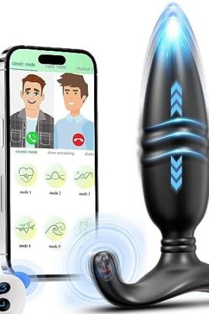 Thrusting Anal Vibrator Prostate Massager, Long Distance Bluetooth App & Remote Control Butt Plug, Rechargeable Anal Sex Toy With 9 Thrusting & Vibrating Modes, Male Gay Sex Toys Adult Sex Toys
