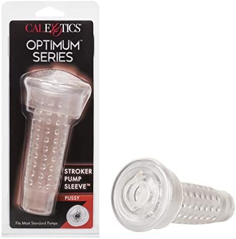 Calexotics Optimum Series Stroker Pussy Pump Sleeve - Male Silicone Masturbation Sleeve - 6.25 Inch Adult Male Masturbator Sex Toy – Clear