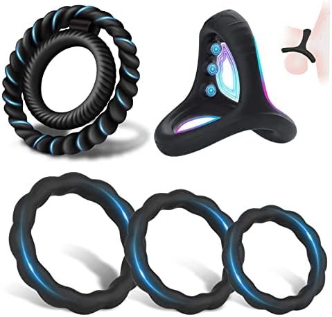 Silicone Penis Rings Set,5 Different Sizes Cock Rings Set For Erection Enhancing,Long Lasting Stronger Men Sex Toy Silicone Cock And Ball Ring,Triangular Penis Ring With Massage Beads,Cock Ring Set
