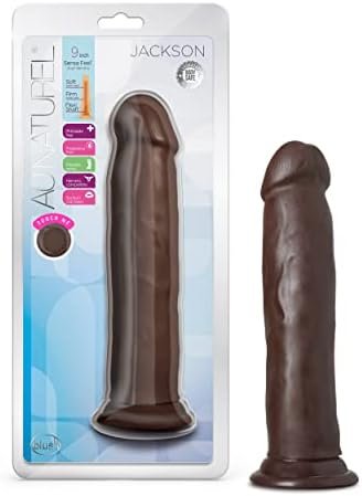 Blush Au Naturel Jackson - Realistic 9 Inch Long Sensa Feel Dual Density Dildo - 2" Thick - Flexishaft Bendable Body - Strap On Compatible Suction Cup For Hands Free Play Sex Toy For Men Women - Brown