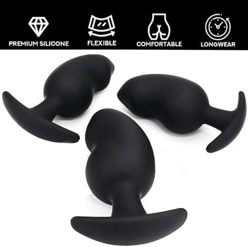 Anal Butt Plug Sex Toy For Comfortable Long-Term Wear 3 Pcs Anal Butt Toys Prostate Massager With Curved Base Anal Butt Sex Trainer For Beginners Advanced Users - Image 2