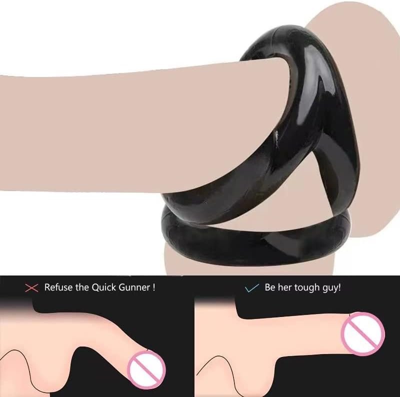 Cock Rings, Silicone Penis Rings, Erection Enhancing, Long Lasting Stronger, Cockrings Adult Sex Toys For Men Black - Image 2